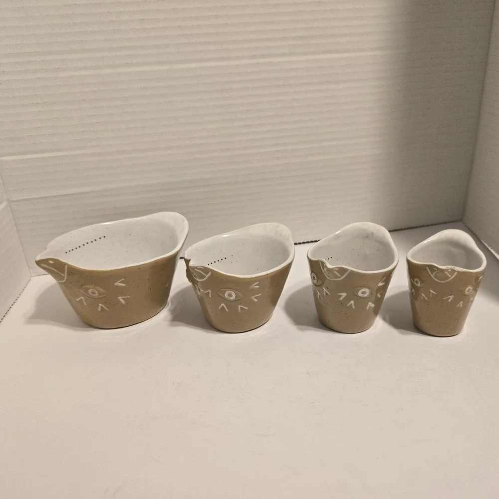 Anthropologie Nesting Owl Measuring Cups Linda Hsiao Knotwork‎ LA Set (4)